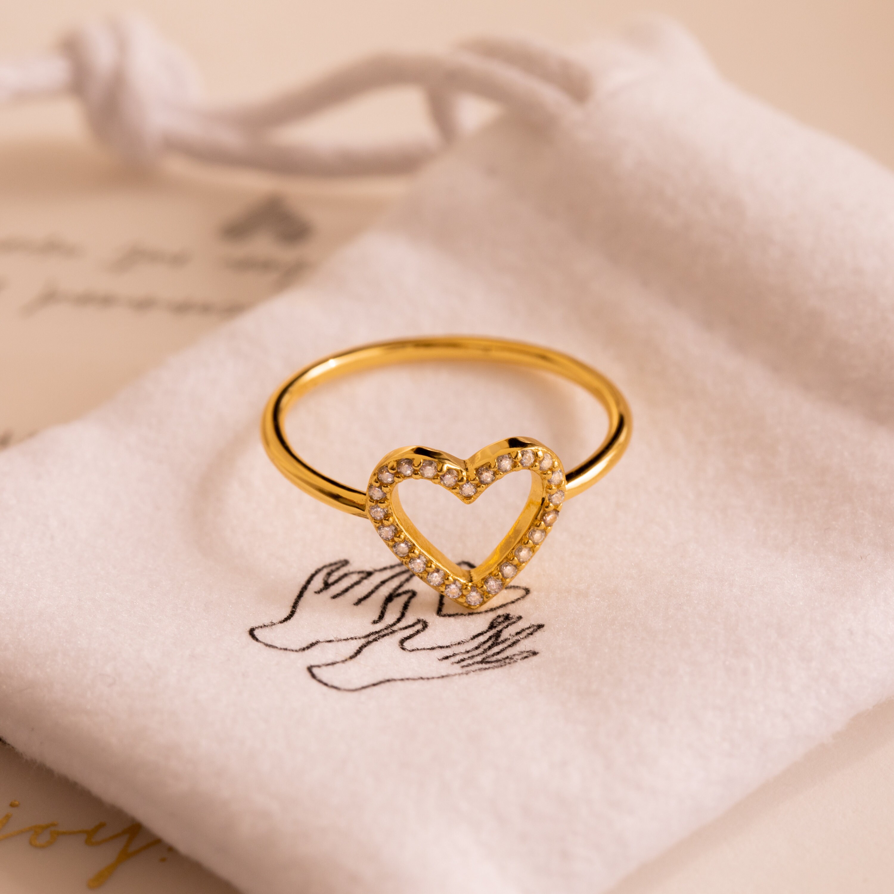 Diamond Heart Ring by Caitlyn Minimalist • Pave Crystal