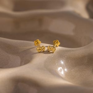 Tiny Bow Flat Back Earrings by Caitlyn Minimalist • Dainty Ribbon Stud Earrings • Girls Jewelry • Gift for Daughter • ER768