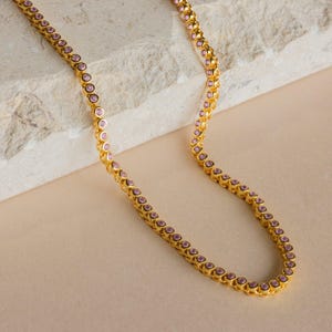 Pinkfarbene Tennis-Halskette von Caitlyn Minimalist • Choker-Halskette mit pinkfarbenen Turmalinen • Statement-Schmuck • Geschenkidee für die Schwester • NR177