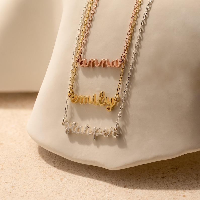 Personalized Name Necklace by CaitlynMinimalist • Delicate Layering Necklace • Dainty Name Charm Jewelry • Birthday Gift for Her • NM03F106 image 6