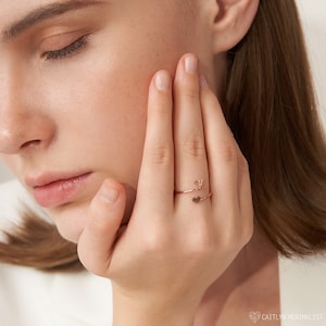 Dainty Initial Heart Ring in Rose Gold, Gold, Sterling Silver Mothers Ring Cute Anniversary Gift Minimalist Initial Ring RM62F51 image 2