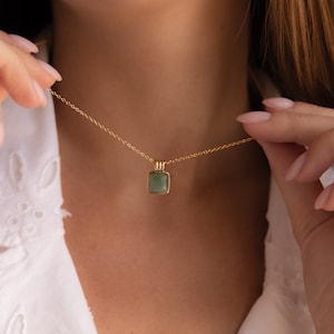 Jade Pendant Necklace by Caitlyn Minimalist Vintage Green Layering Necklace Lucky Jade Jewelry Gift for Her Graduation Gift NR151 image 5