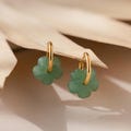 Jade Flower Hoop Earrings by CaitlynMinimalist • Floral Green Jade Earrings • Cute Huggie Earrings • Gemstone Jewelry • Gift for Her • ER664