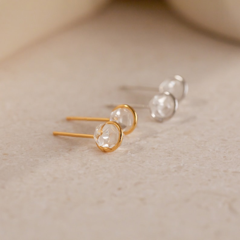 Herkimer Diamond Stud Earrings by Caitlyn Minimalist Raw Crystal Earrings Bohemian Gemstone Jewelry Perfect Bridesmaid Gifts ER342 image 5
