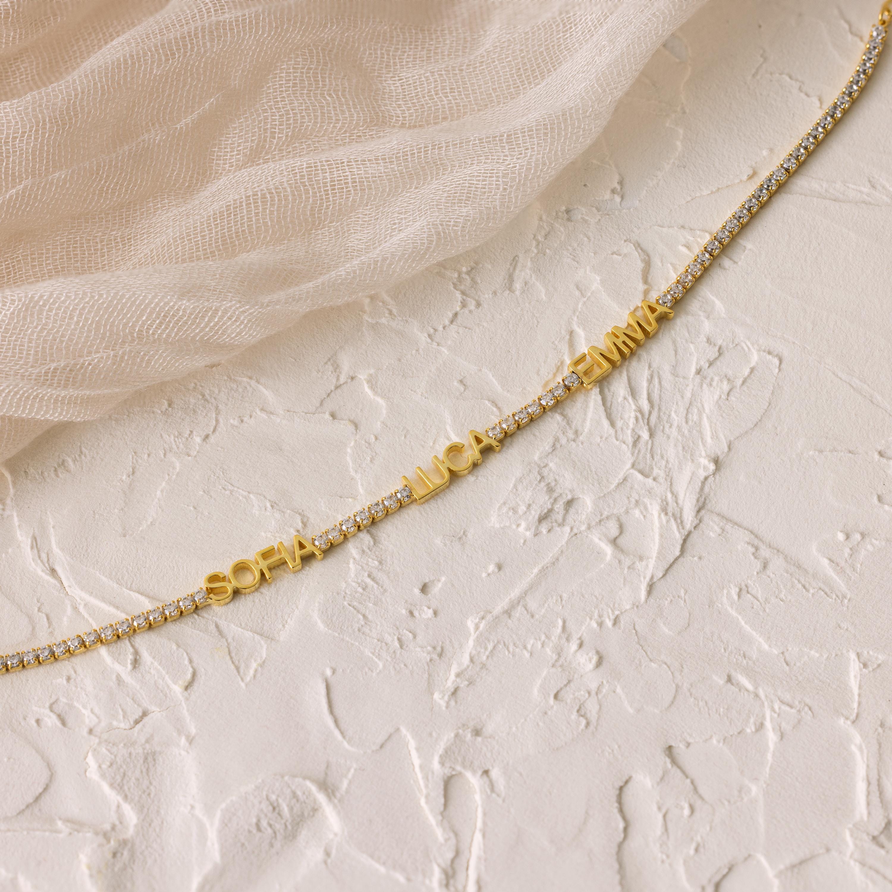 Multiple Name Tennis Bracelet by Caitlyn Minimalist • Custom