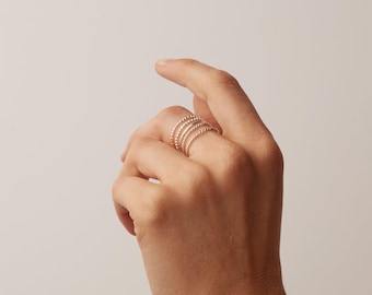 Stacking Ring Set • Ultra Thin Stacking Rings • Twist Ring, Dainty Beaded Ring, Midi Ring •  Minimalist Mixed Ring Set • RR051