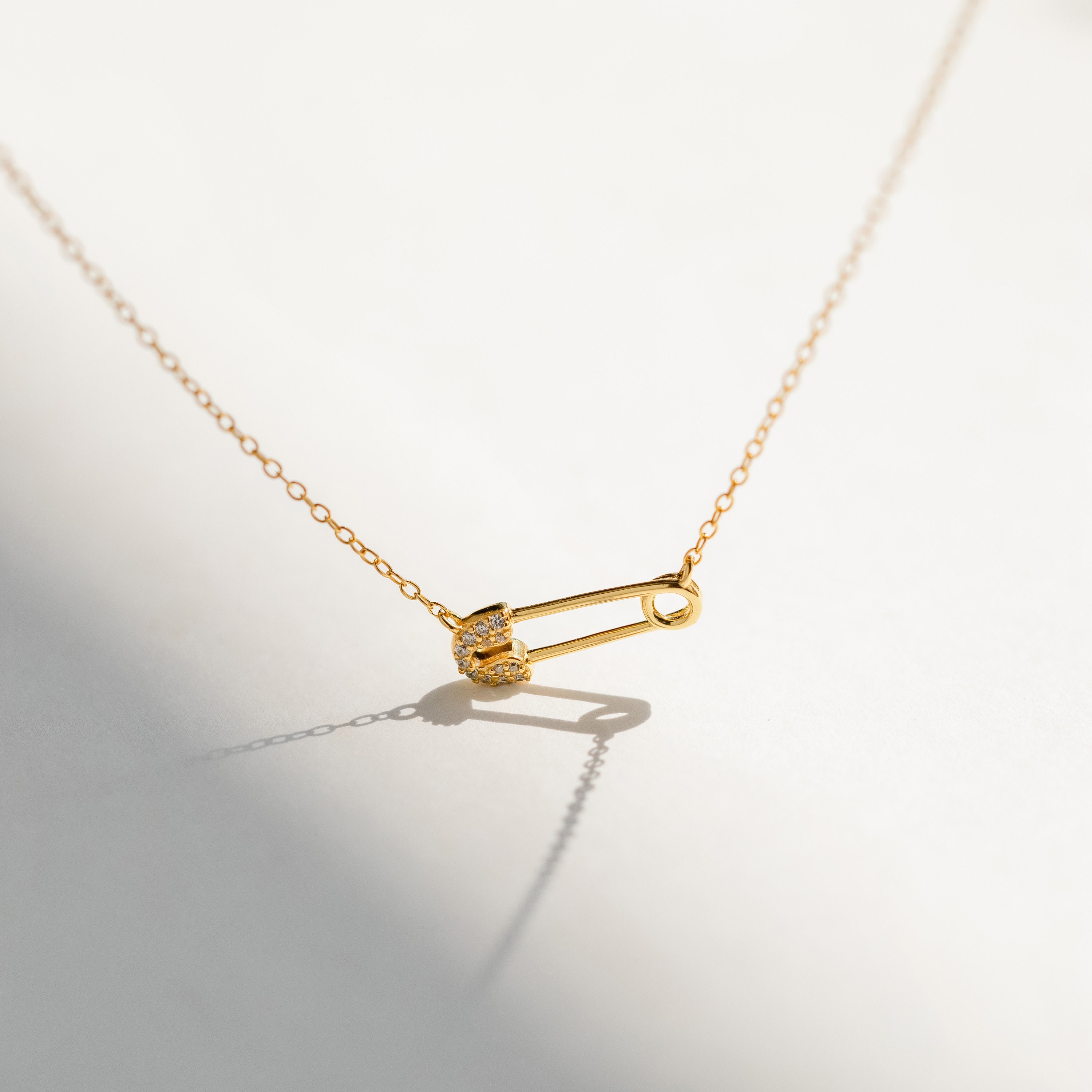 Pave Safety Pin Necklace by Caitlyn Minimalist • Dainty