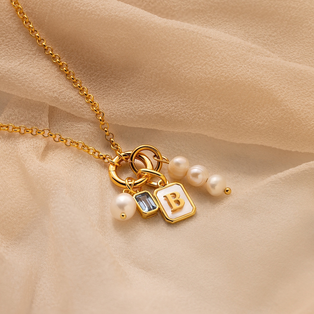 Mother of Pearl Stripe Tag Charm main image 0