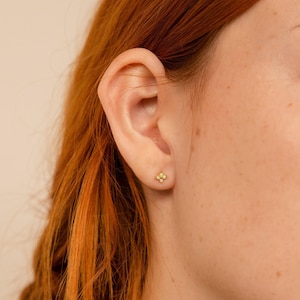 Opal Ivy Flower Stud Earrings by Caitlyn Minimalist • Dainty Flower Earrings, Cartilage Earrings • Opal Jewelry • Best Gifts for Mom • ER420