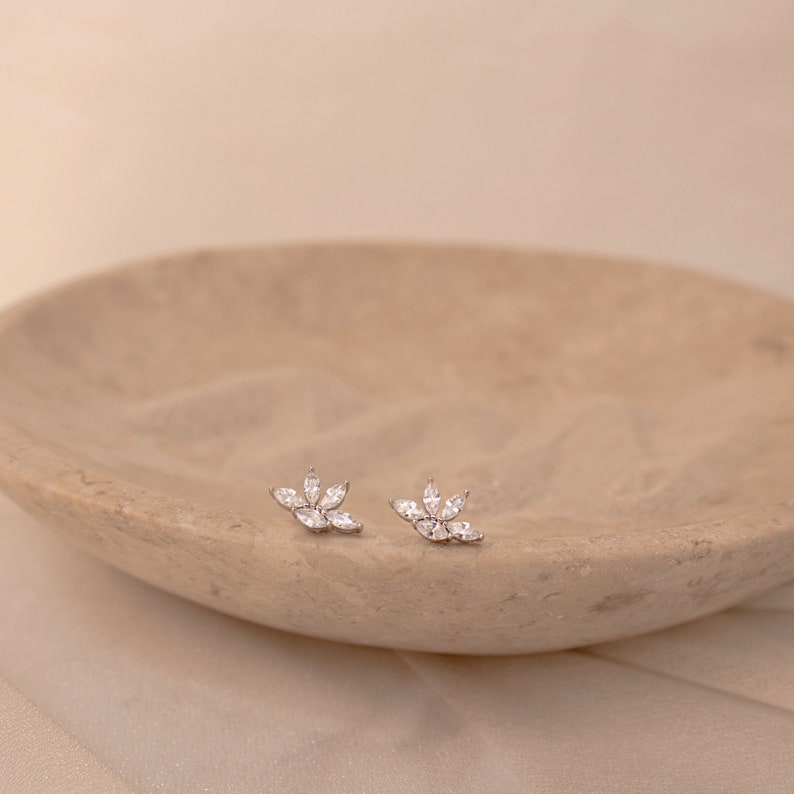 Marquise Diamond Earrings in Gold & Silver Flower Stud Earrings Crystal Earrings Bridesmaid Jewelry Bridal Earrings ER154 image 9