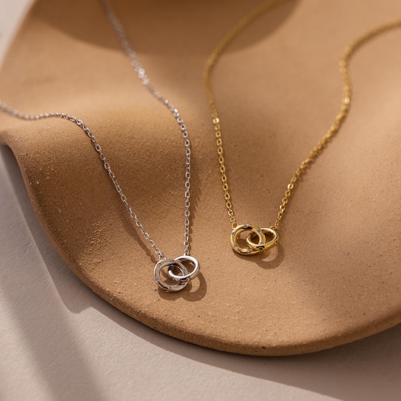 Interlocking Pave Circle Necklace by Caitlyn Minimalist