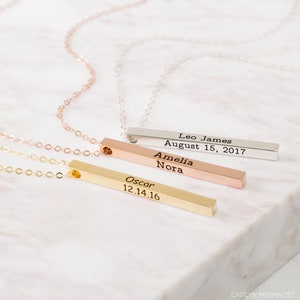 Custom Coordinates Necklace Personalized Bar Necklace Vertical Bar Layered Necklace Wedding Jewelry Anniversary Gift NM21F30 image 3