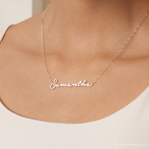 Dainty Script Name Necklace in Sterling Silver, Gold and Rose Gold Minimalist Necklace Perfect Gift for Her NH02F80 image 4