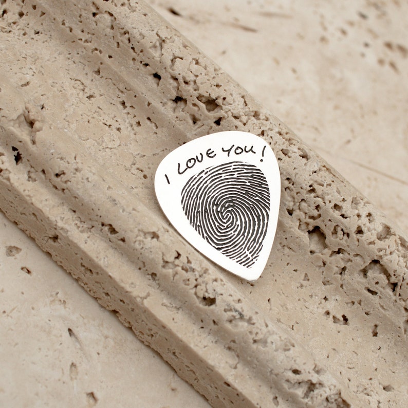 Actual Fingerprint Engraved Guitar Pick Custom Hand Stamped Etsy