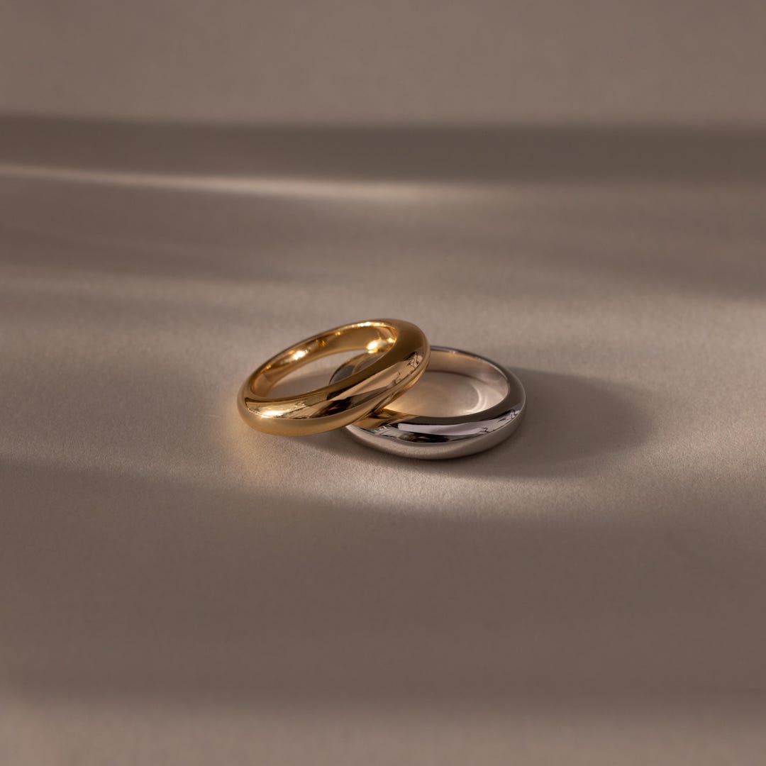 Mixed Metal Dome Ring Set by Caitlyn Minimalist • Duo Dome Stacking ...