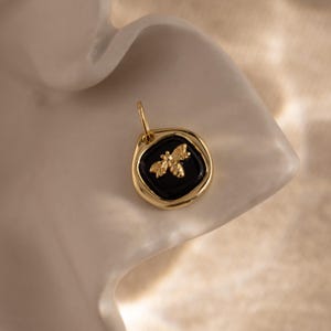 Onyx Honeybee Charm by Caitlyn Minimalist • Insect Charm • Bee Jewelry • XR138
