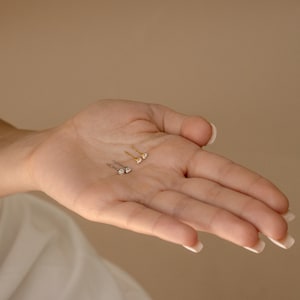 Tiny Diamond Studs by Caitlyn Minimalist • Dainty Gold Stud Earrings • Everyday Jewelry • Perfect for Earring Stacks • Gifts for Mom • ER124 image 6