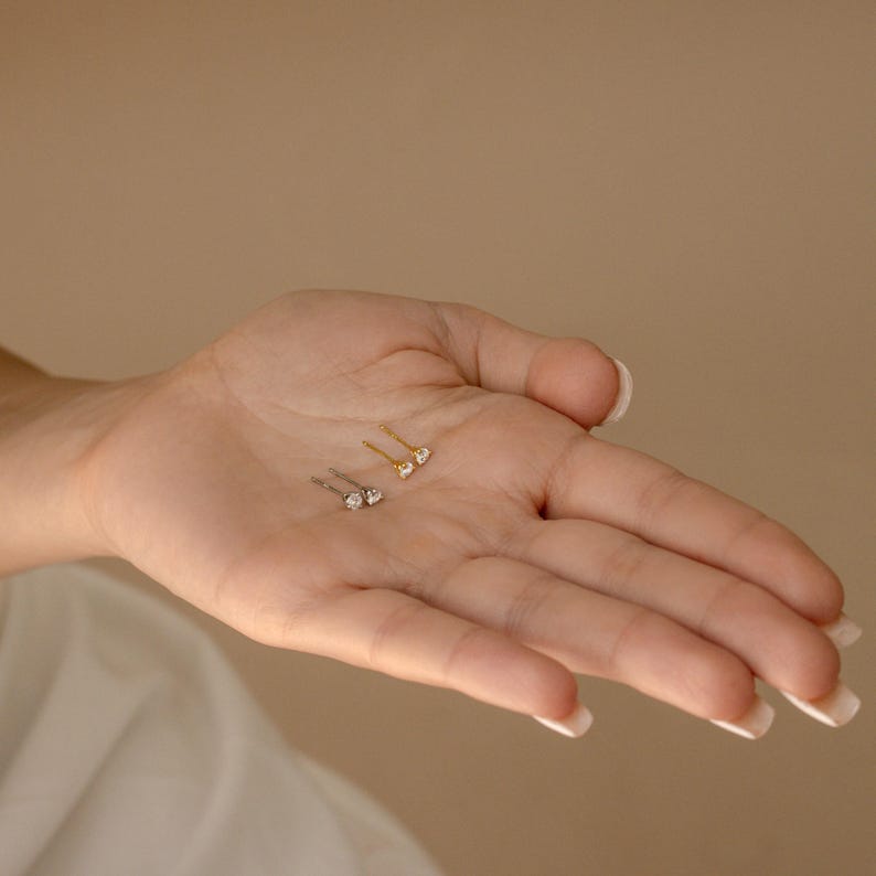 Tiny Diamond Studs by Caitlyn Minimalist • Dainty Gold Stud Earrings • Everyday Jewelry • Perfect for Earring Stacks • Gifts for Mom • ER124 image 6