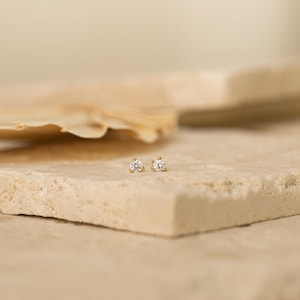 Tiny Diamond Studs by Caitlyn Minimalist • Dainty Gold Stud Earrings • Everyday Jewelry • Perfect for Earring Stacks • Gifts for Mom • ER124 image 3