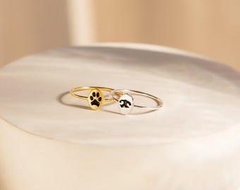 Anillo personalizado con huella de pata • Anillo con la huella de tu mascota • Joyería grabada con huella dactilar • Regalo personalizado para amantes de las mascotas • Regalo conmemorativo para mascotas • RM52B