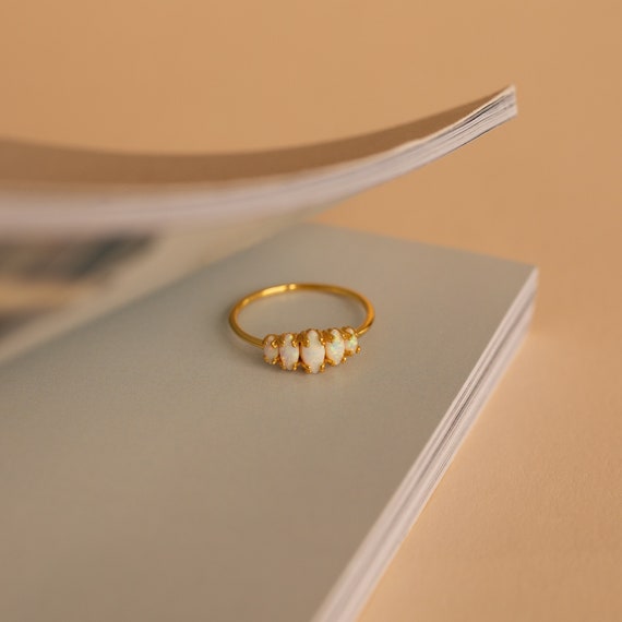 Divya Shakti White Opal Gemstone Silver Ring Natural AAA Quality For Women  - Divya Shakti Online