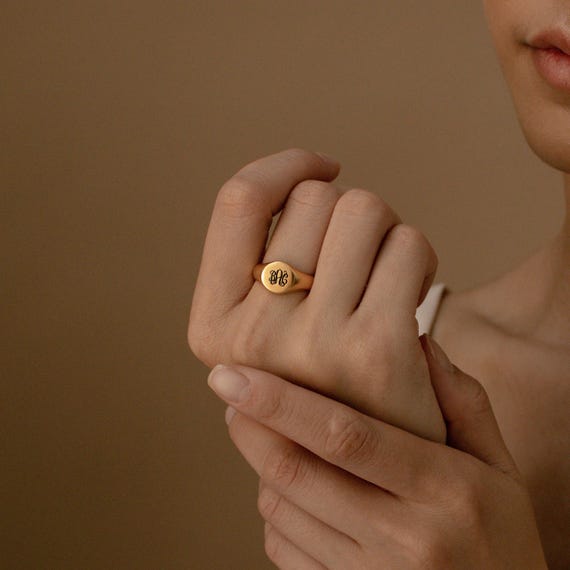 Monogram Signet Ring • Custom Signet Ring in Gold and Silver • Signet Initial Ring • Statement Ring • Pinky Ring • Gift for Her • RM77