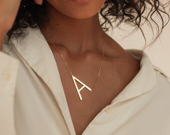 Sideways Initial Necklace Large Initial 