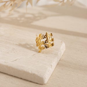 Three Name Ring by Caitlyn Minimalist • Personalized Double Name Ring • Handmade Jewelry • Birthday Gift • Perfect Grandma Gift • RM75F97