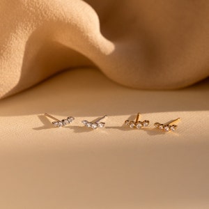 Diamond Climber Earrings by Caitlyn Minimalist Tiny Diamond Stud Earrings Dainty Jewelry for Everyday Wear Anniversary Gift ER361 image 6