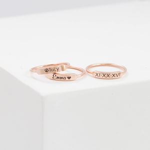 Fijne staafring • Stapelbare naamring in sterling zilver • Gepersonaliseerde ring • Smalle ring • Cadeau voor moeder • Cadeau voor kattenliefhebber • Herdenkingsring voor huisdier RM27F31