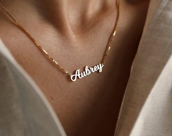 Custom Name Necklace with Box Chain in Gold & Silver • Baby Name Necklace • Personalized Gift for Mom • NM81F97