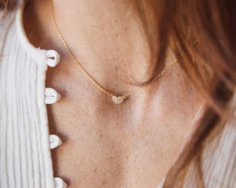 Pave Heart Necklace by Caitlyn Minimalist • Minimalist Diamond Necklace • Dainty Charm Necklace • Gift for Mom • Anniversary Gift • NR030