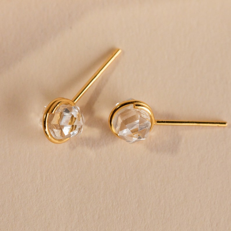 Herkimer Diamond Stud Earrings by Caitlyn Minimalist Raw Crystal Earrings Bohemian Gemstone Jewelry Perfect Bridesmaid Gifts ER342 image 3