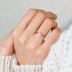 Dainty Initial Ring Custom Letter Ring in Sterling Silver, Gold & Rose Gold Bridesmaids Gifts MOTHER GIFTS RM47F30 image 5