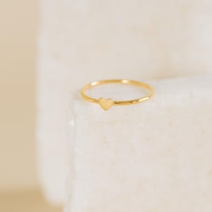 Dainty Heart Charm Ring by Caitlyn Minimalist • Stacking Love Promise Ring in Gold & Silver • Dainty Jewelry • Gift for Mom • RR048