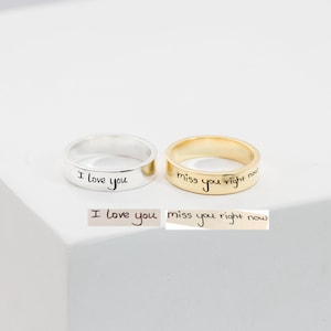Memorial Handwriting Ring by Caitlyn Minimalist • Actual Handwriting Band Ring • Wedding Band • Personalized Gift • Gift for Dad • RM24