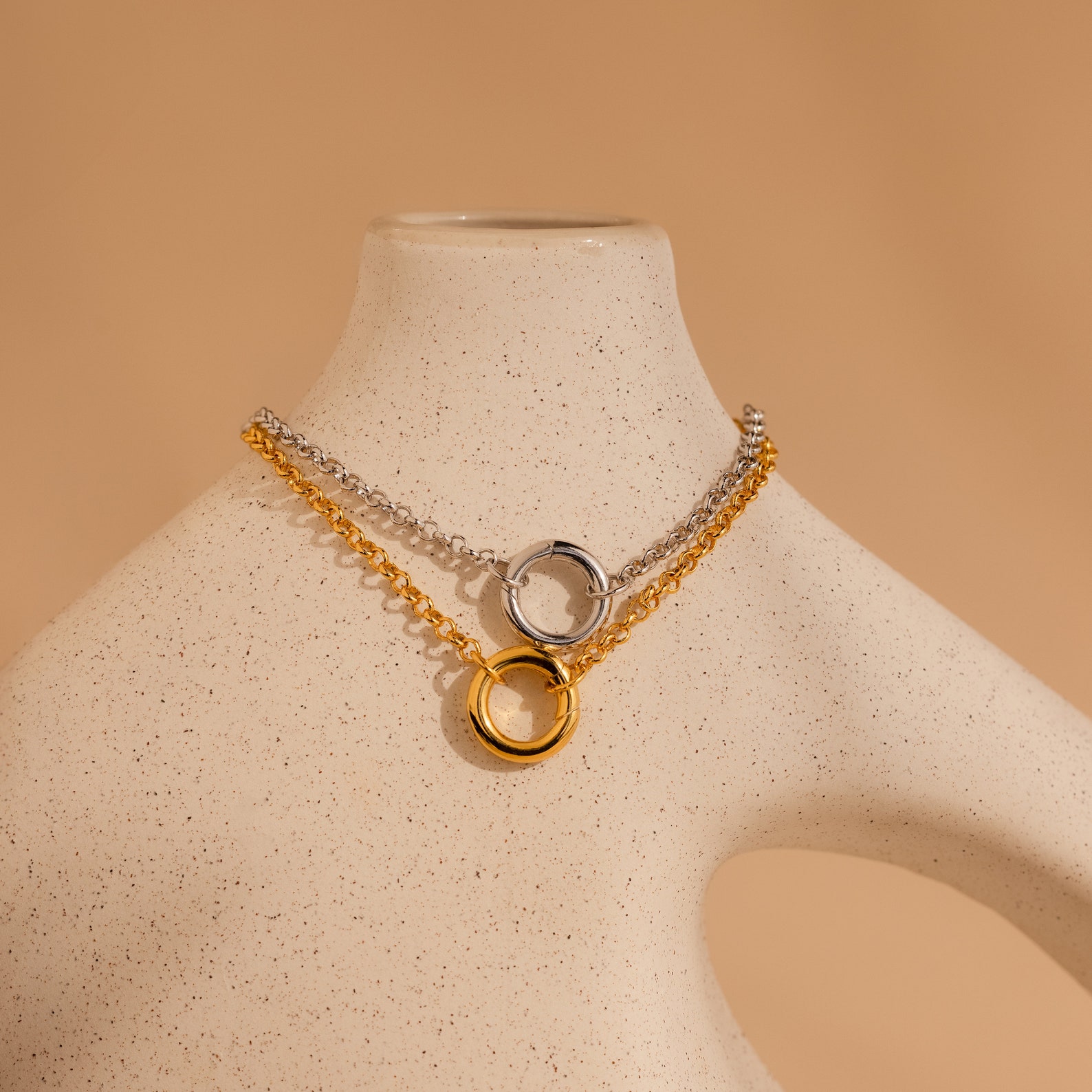 Caitlyn Minimalist Rolo Circle Charm Bracelet