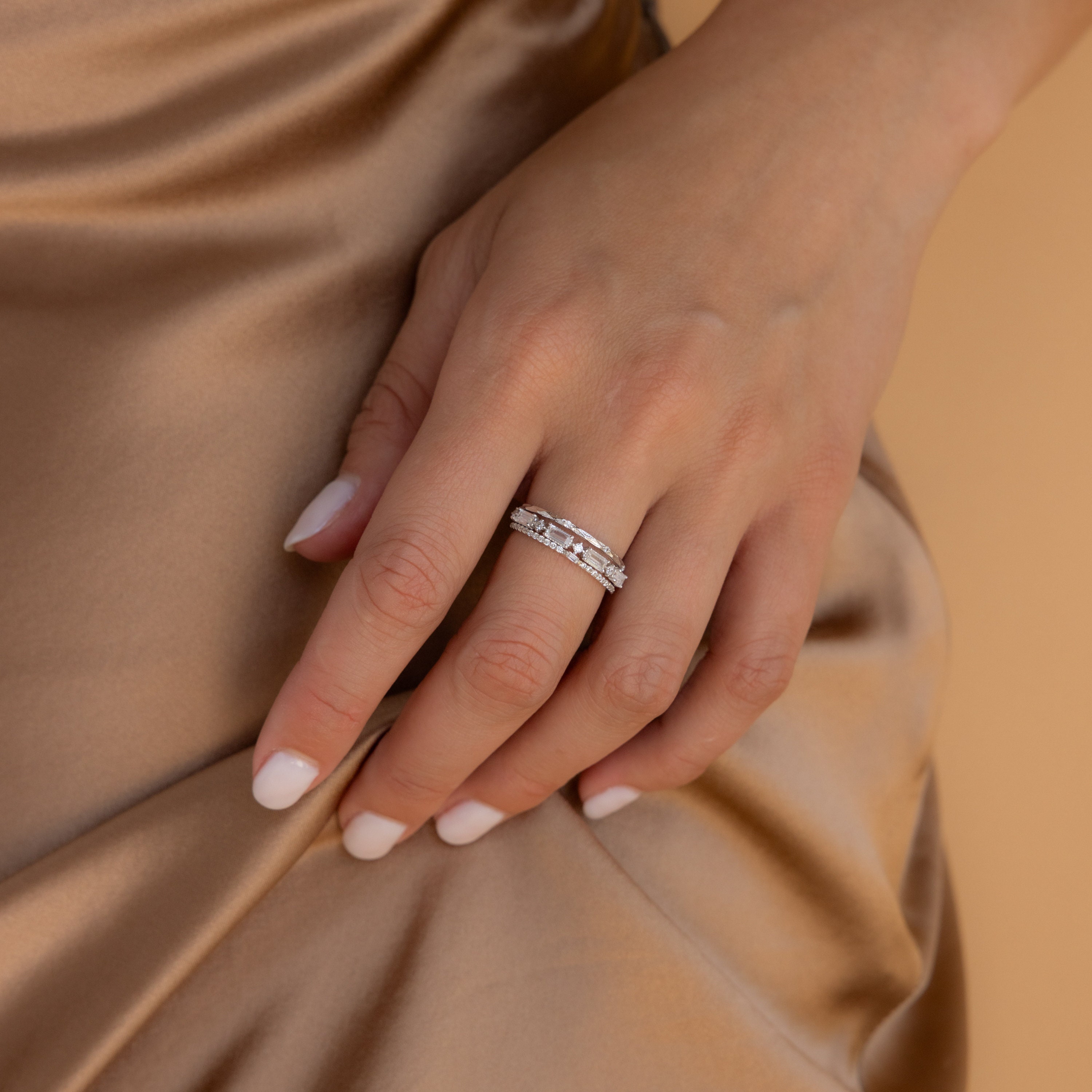 Dainty Diamond Ring Set by Caitlyn Minimalist • Set of 3