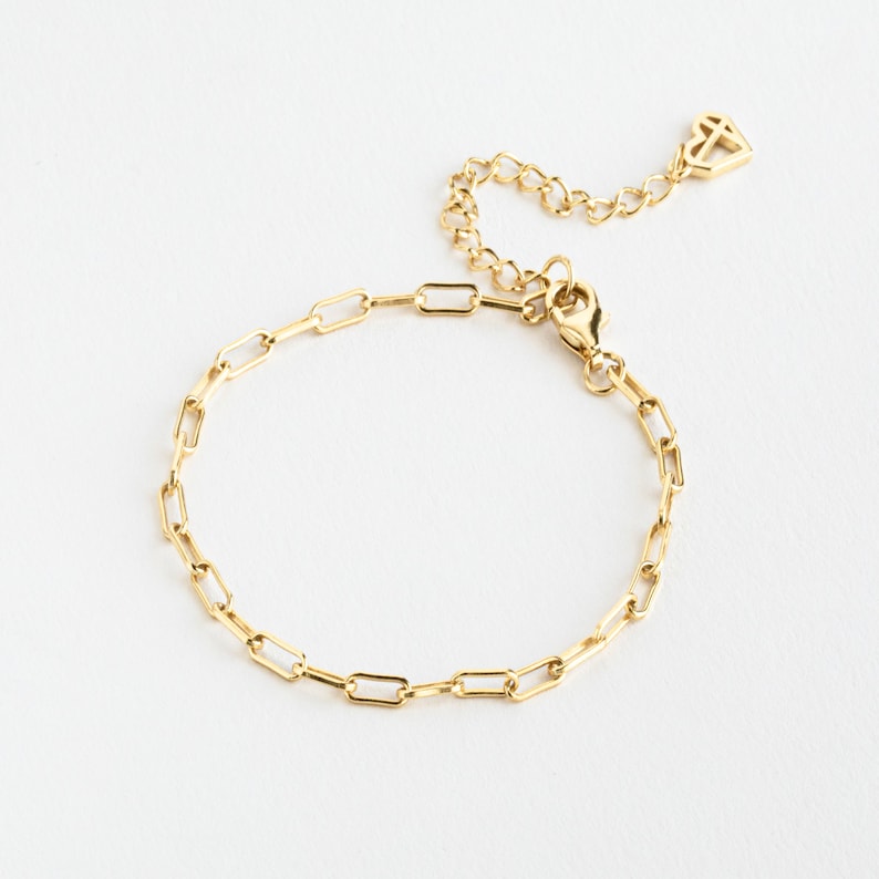 Paperclip Chain Bracelet in Gold Sterling Silver by Caitlyn - Etsy