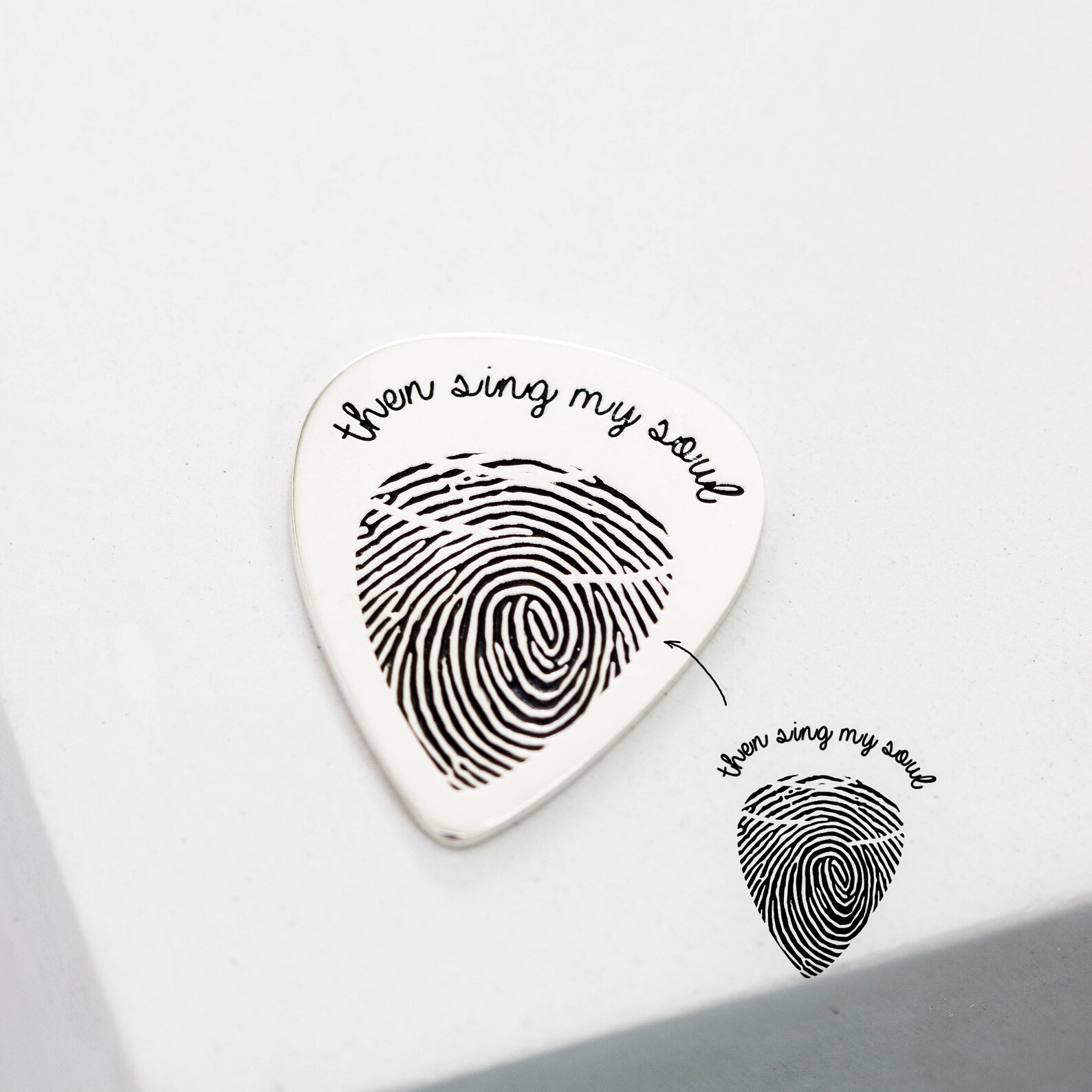 Actual Fingerprint Engraved Guitar Pick Custom Hand Stamped Etsy