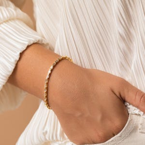 Baguette Diamond Tennis Bracelet by Caitlyn Minimalist • Minimalist Stackable Gold Bracelet • Bridal Jewelry • Anniversary Gift • BR031