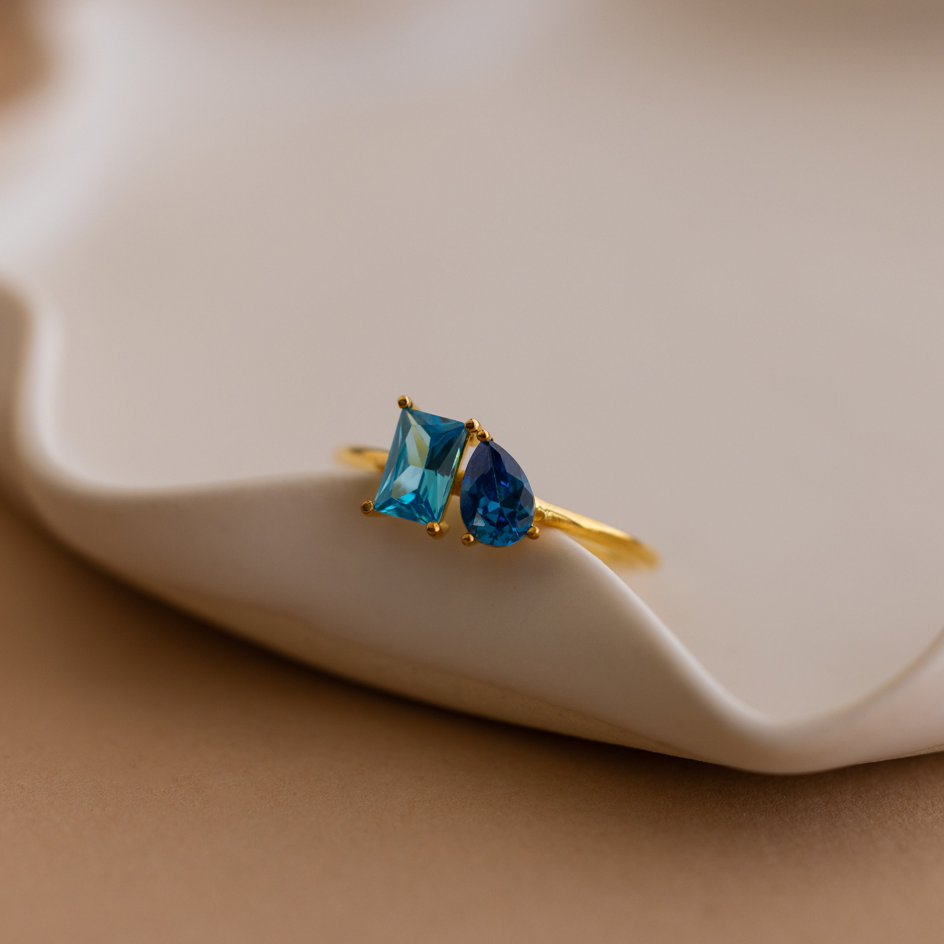Emerald & Pear Cut Birthstone Ring by Caitlyn Minimalist • Custom Toi et Moi Gemstone Ring • Vintage Jewelry • Perfect Couples Gift • RM124