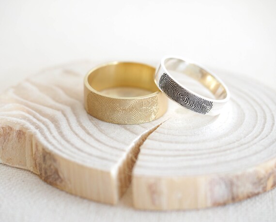 Custom Fingerprint Jewelry • Engraved Fingerprint Ring • Personalized Wedding Band • Minimalist Stacking Ring • Anniversary Gift • RM25