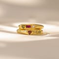 Custom Gemstone Signet Ring by Caitlyn Minimalist • Birthstone Ring with Heart, Baguette & Circle Birthstones • Gift for Her • RM101