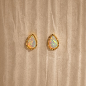 Opal Teardrop Stud Earrings by Caitlyn Minimalist • Vintage Inspired Opal Jewelry • Statement Earrings • Anniversary Gift for Her • ER468