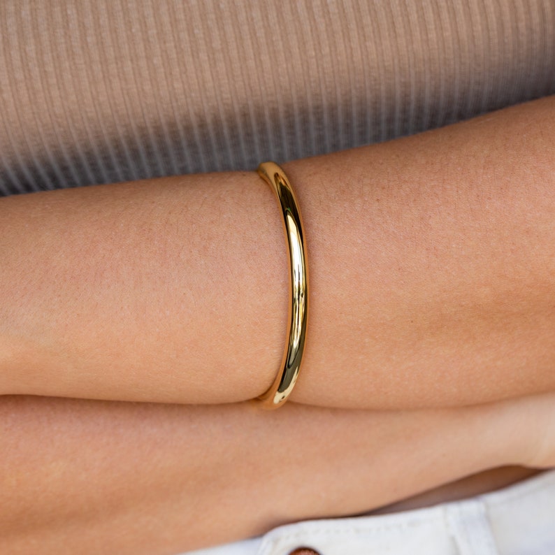 Hinge Bangle Bracelet by Caitlyn Minimalist Simple Stackable Gold & Silver Bracelet Statement Jewelry Mom Gift Gift for Her BR033 image 8
