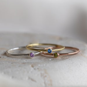 Minimalist Birthstone Ring Gemstone Ring in Sterling Silver Dainty Birthstone Ring Stacking Ring Gifts for Mom RM45 image 5