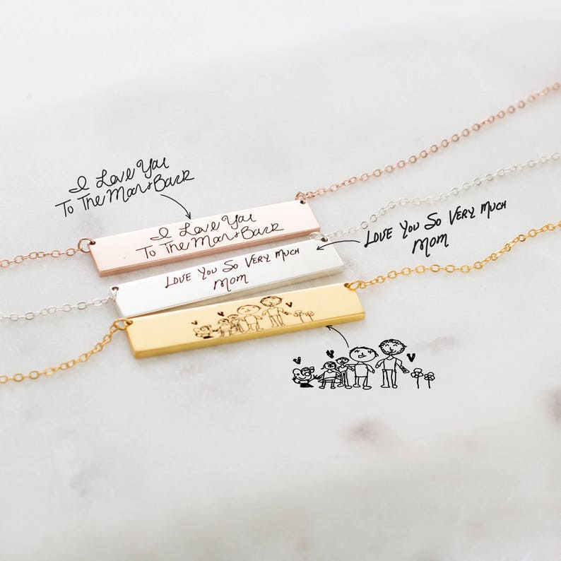 Custom Handwriting Necklace Signature Necklace Engraved Etsy