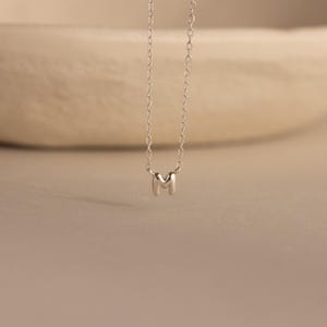 Custom Bubble Initial Necklace by Caitlyn Minimalist • Tiny Rounded Letter Necklace • Summer Jewelry • Personalized Gift for Her • NM212