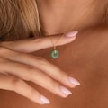 Round Jade Pendant Necklace by CaitlynMinimalist • Dainty Green Gemstone Coin Necklace in Gold & Silver • Boho Jewelry • Friend Gift • NR229